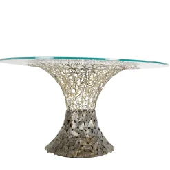 Tavolo Goldenart in vetro e metallo argentato