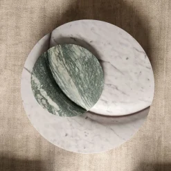 Tavolo Luna in marmo verde Luana e bianco Carrara