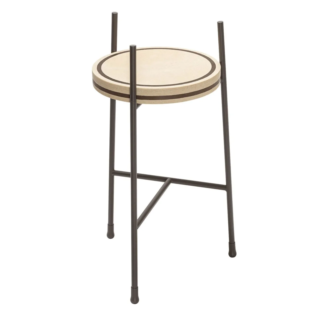 Tavolo Oblivion piccolo rotondo in travertino marrone