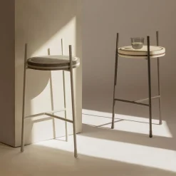 Tavolo Oblivion piccolo rotondo in travertino marrone