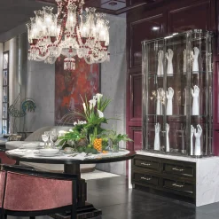 Tavolo rotondo in ebano e marmo