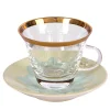 TAZZA DA CAPPUCCINO CON PAVONE - VERDE E ORO