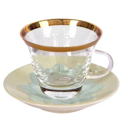 TAZZA DA CAPPUCCINO CON PAVONE - VERDE E ORO