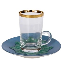 TAZZA DA TÈ E PIATTINO BLU PAVONE