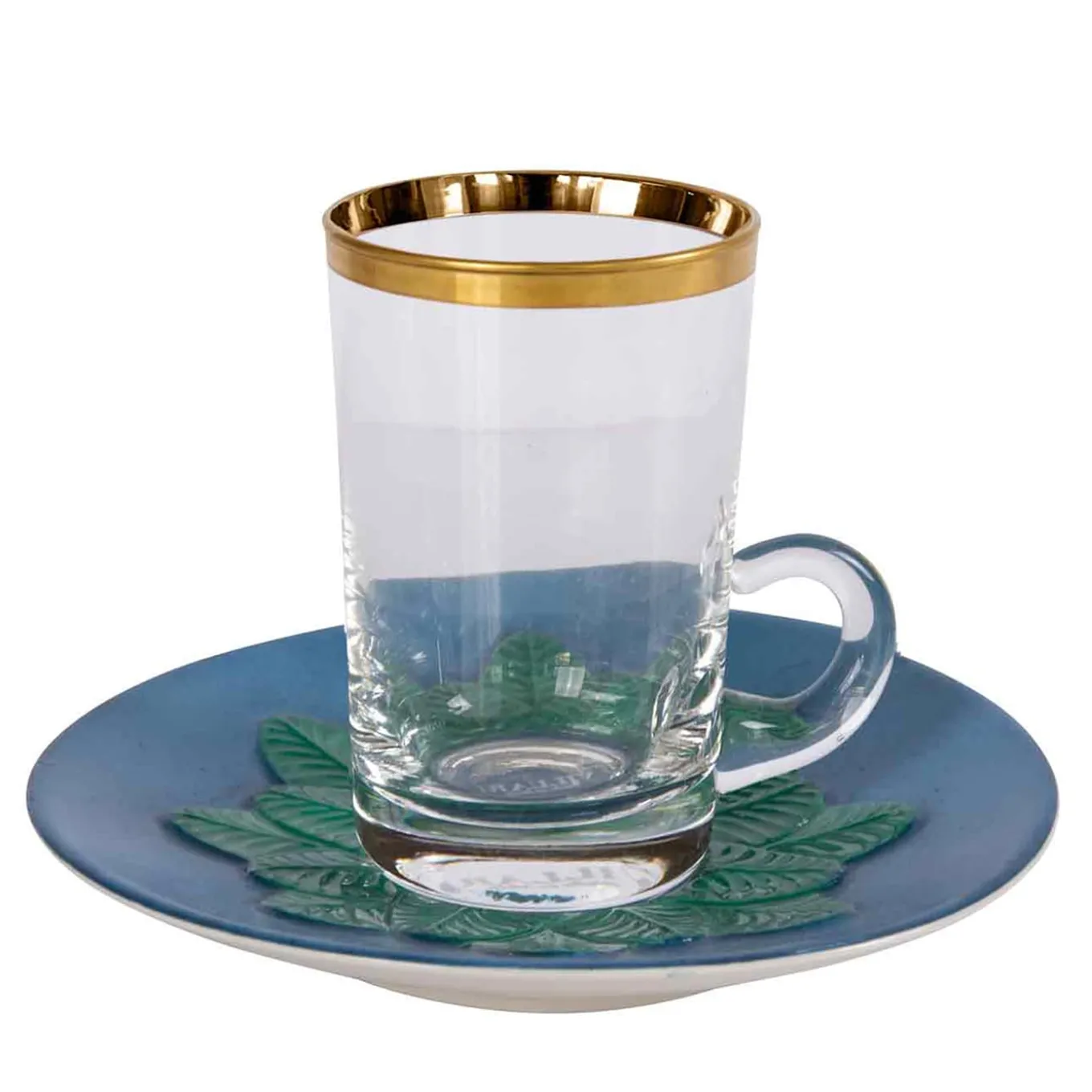 TAZZA DA TÈ E PIATTINO BLU PAVONE