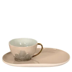 TAZZA DA TÈ PAVONE CON PIATTO DELIGHT - BEIGE