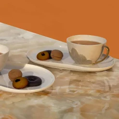 TAZZA DA TÈ PAVONE CON PIATTO DELIGHT - BEIGE