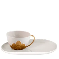 TAZZA DA TÈ PAVONE CON PIATTO DI DELIZIA - ORO