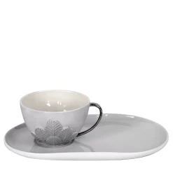TAZZA DA TÈ PAVONE CON PIATTO DELIGHT - GRIGIO