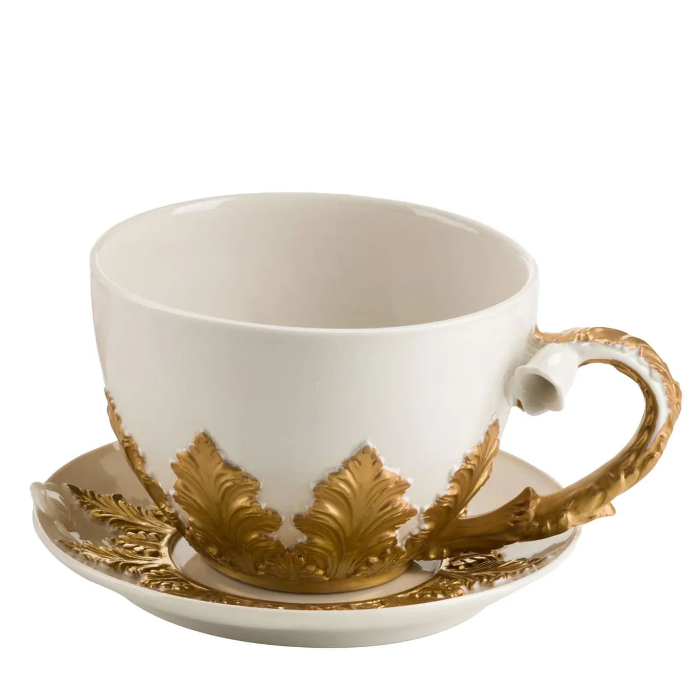 Tazza e piattino da tè Foglie d'oro