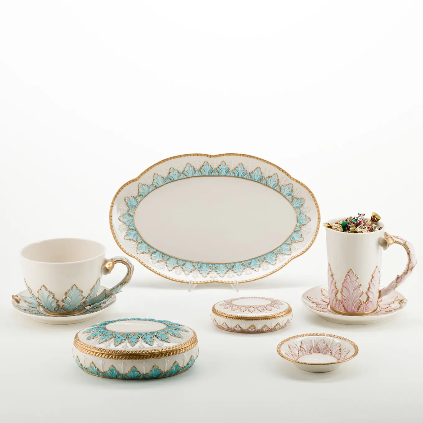 Tazza e piattino da tè Leaves