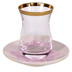 TAZZA GRANDE DA CAFFÈ ORIENTALE PEAOCOK - ROSA E ORO