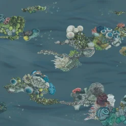 Tessuto di rivestimento murale in poliestere Blue Patch Reef