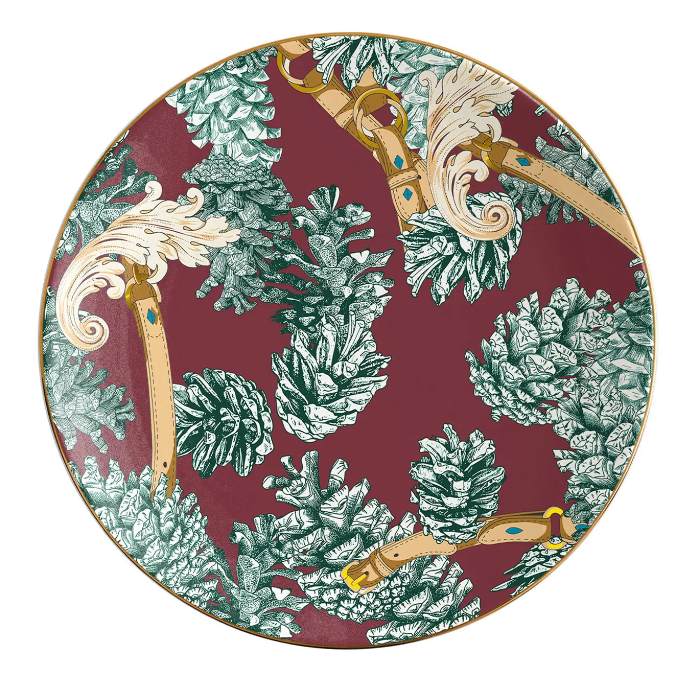 The Big White Set di 2 piatti dessert in porcellana con pigne #3