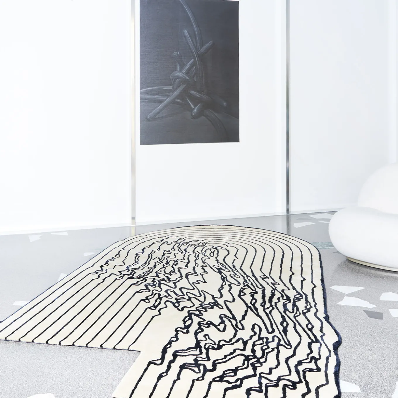 The Floor Is Lava - Tappeto Lava Line bianco e nero di PLACéE