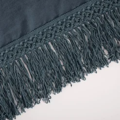 Tovaglia blu pietra con frangia extra lunga