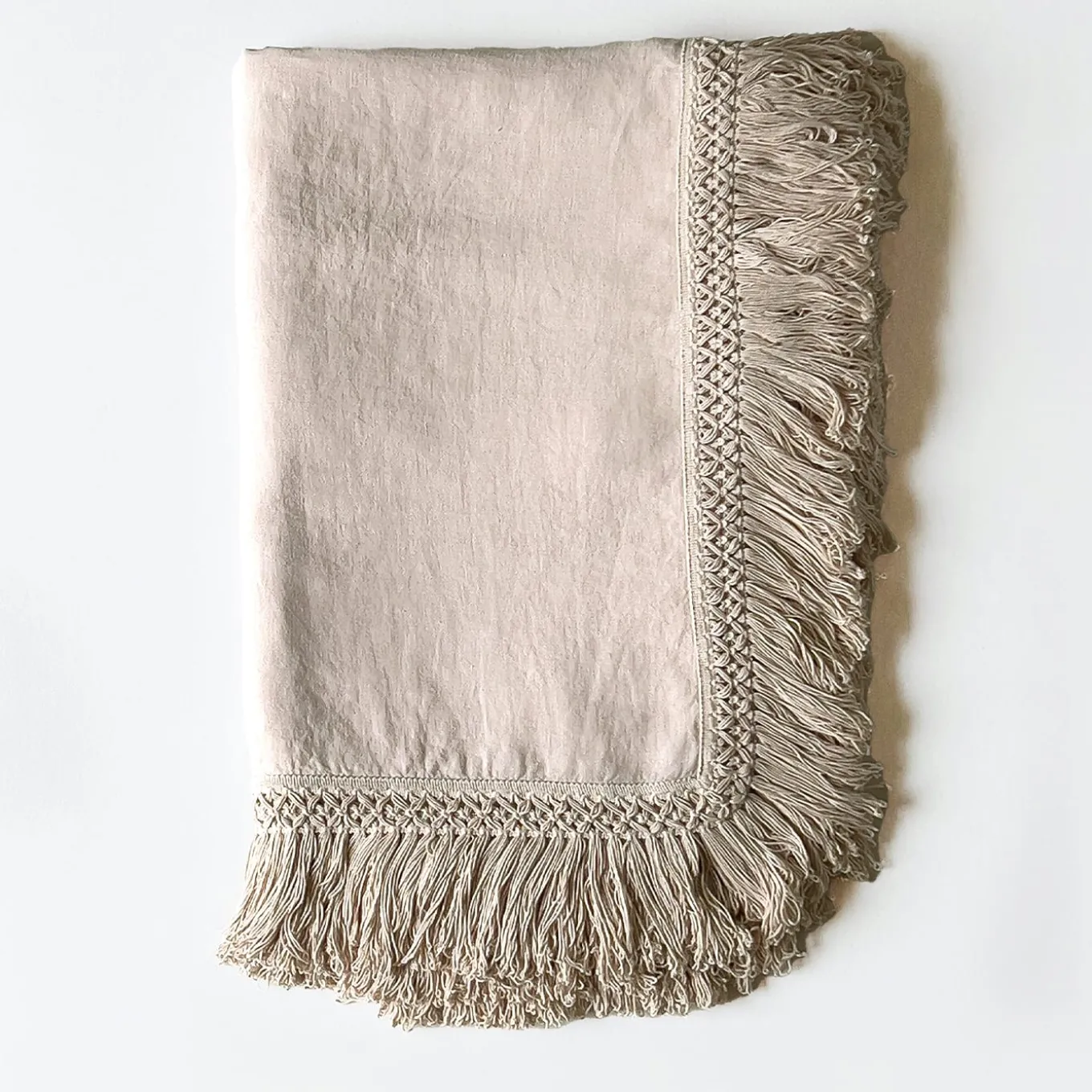 Tovaglia crema con frangia extra lunga