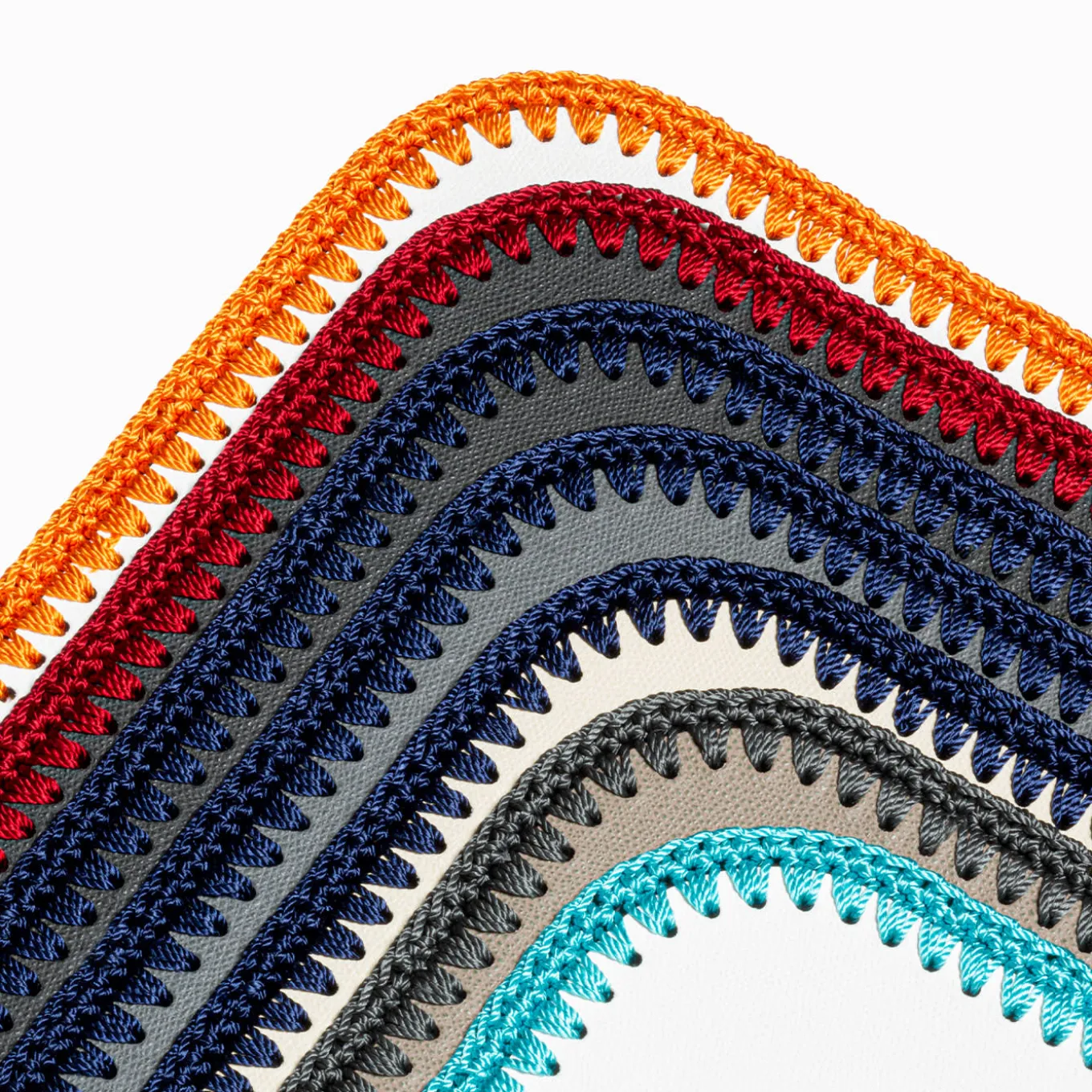 Tovagliette Rochelle in pelle e uncinetto rettangolari - Rosso