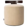 T-Pouf in pelle bianco crema con schienale
