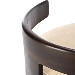 T-Pouf in pelle bianco crema con schienale