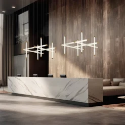 Trama S8 Lampadario Trama S8 a 8 luci in vetro borosilicato a griglia