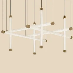 Trama S8 Lampadario Trama S8 a 8 luci in vetro borosilicato a griglia