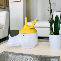 Triceratopo Contenitore grande giallo e bianco con coperchio