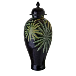 Tropical & Flowers Clyde Palm Leaves Vaso con coperchio