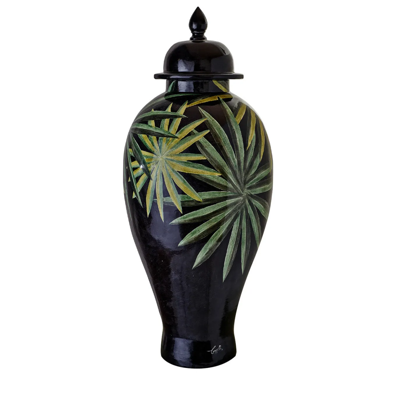 Tropical & Flowers Clyde Palm Leaves Vaso con coperchio