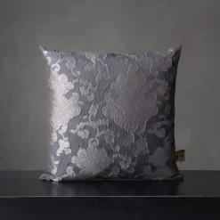 Tweedia Cuscino quadrato in jacquard azzurro floreale