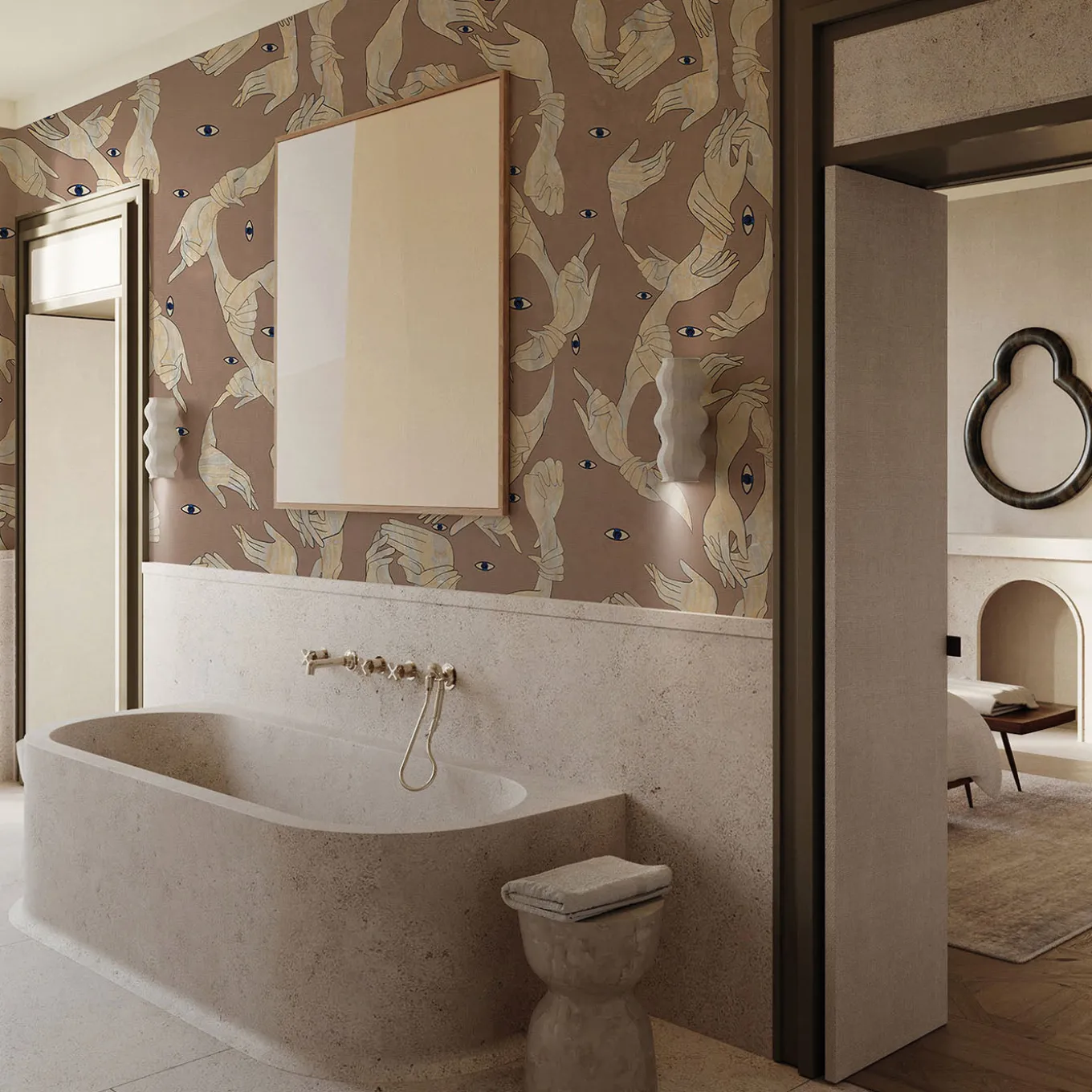 Uno, Nessuno Rosa Antico Cotone Carta da parati