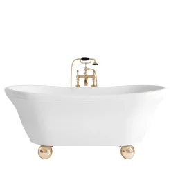 Vasca da bagno Aurora Bijoux White con piedini a sfera dorati