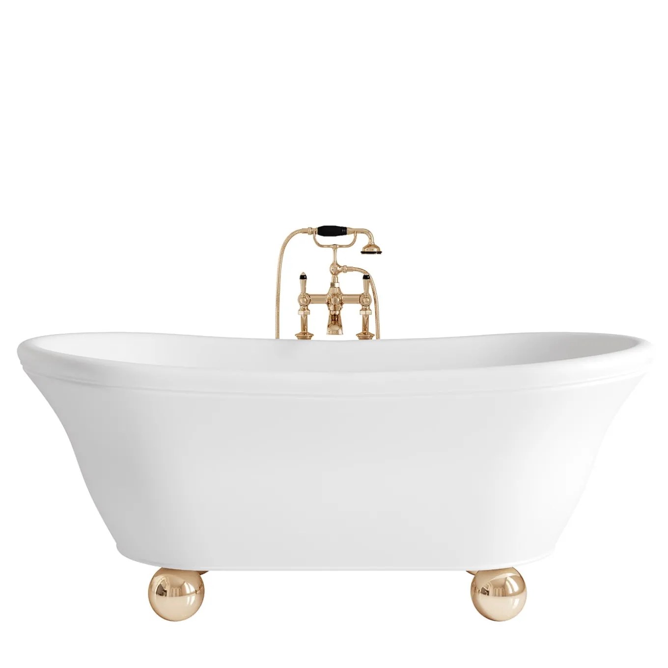Vasca da bagno Aurora Bijoux White con piedini a sfera dorati