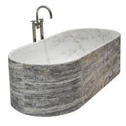 Vasca da Bagno Blessed Tub in Travertino Silver e Bianco del Re