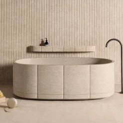 Vasca da bagno Oval Beige in marmo Sartoriale di Federico Peri