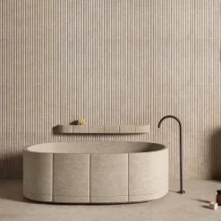 Vasca da bagno Oval Beige in marmo Sartoriale di Federico Peri