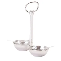 Vaschetta per sale e pepe a 2 vaschette in argento