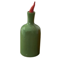 Vaso a bottiglia verde Peperoncini Speranzoso