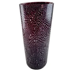Vaso alto in filigrana bianca e nera Murrine