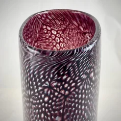 Vaso alto in filigrana bianca e nera Murrine