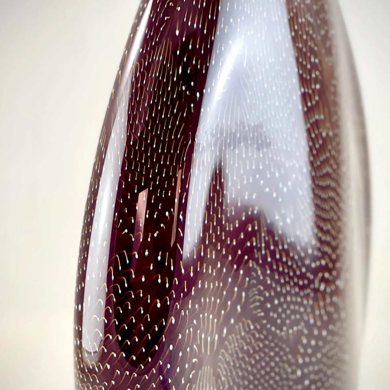 Vaso alto in filigrana rossa e bianca Murrine