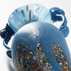 Vaso Anfora in Vetro di Murano Azzurro