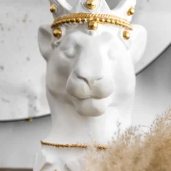 Vaso Animalier Puma Bianco in ceramica