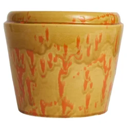 Vaso Cachepot in ceramica arancione e caramello