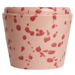 Vaso Cachepot in ceramica rosa e borgogna
