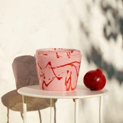 Vaso Cachepot in ceramica fucsia e rossa