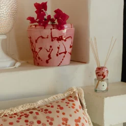 Vaso Cachepot in ceramica fucsia e rossa