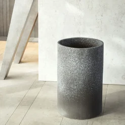 Vaso cilindrico in ceramica bianca e grigia Lerici