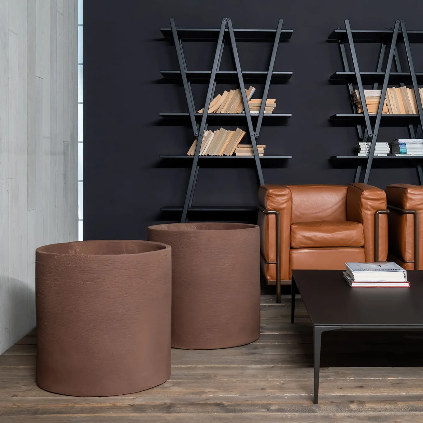 Vaso cilindrico Milano in ceramica marrone