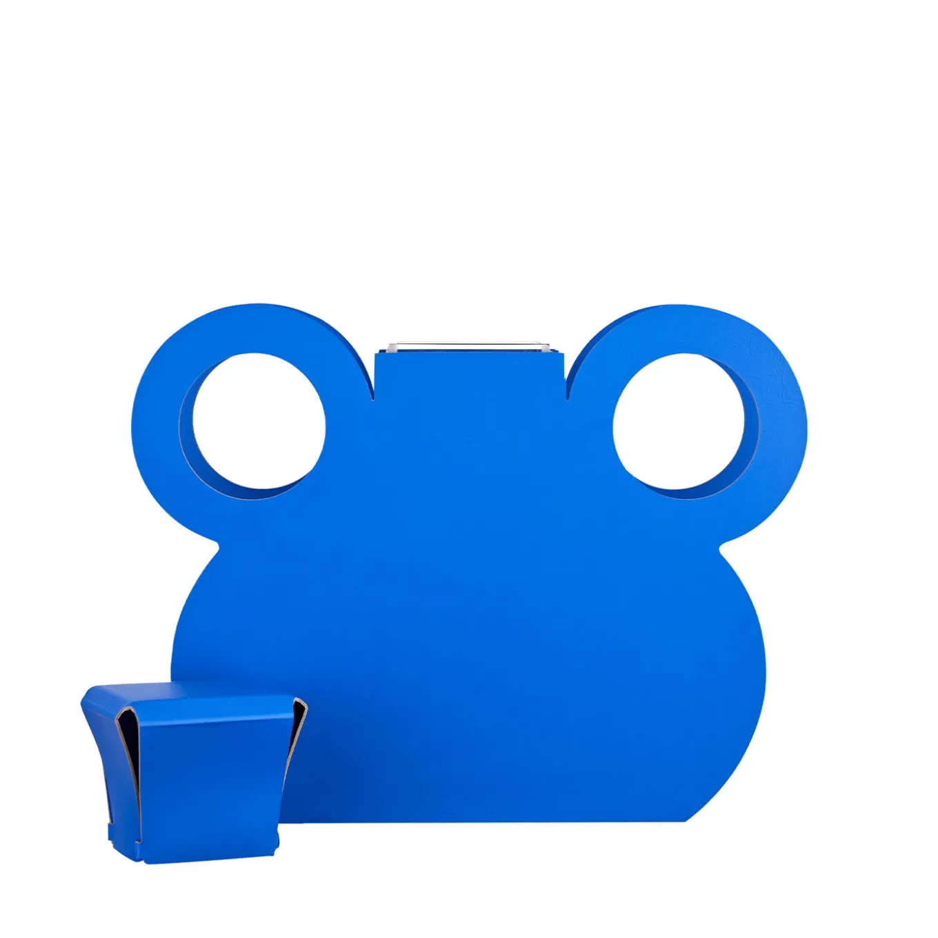 Vaso con manico rotondo in pelle Edition Limitée OTTO Majorelle Blue con coperchio